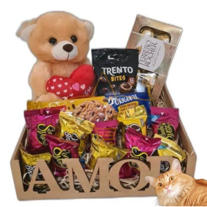 Cesta Café Da Manhã Para Namorado Chocolate Presente Pelucia