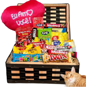 Cesta De Chocolate Com Pelucia + Caixa Presente Namorados