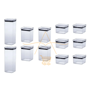 Kit 12 Potes Hermeticos Quadrados Empilhaveis