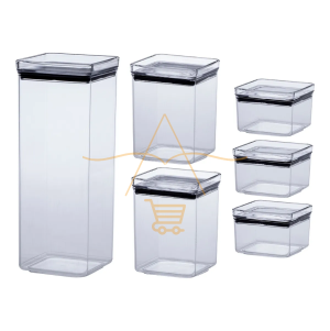 Kit 6 Potes Hermeticos Quadrados Empilhaveis